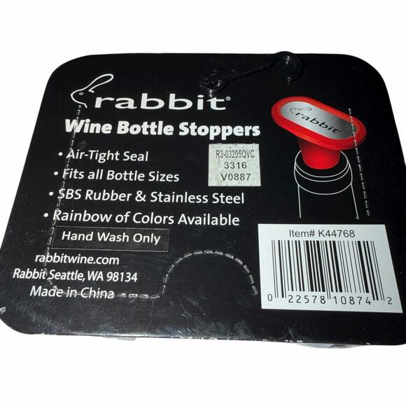 Rabbit Wine Bottle Stoppers Set of 2 Hot Pink Silicone Airtight Reusable NIB - Picture 2 of 2